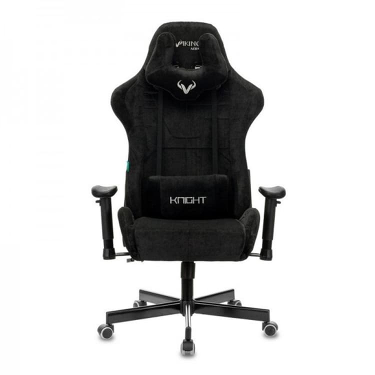 Кресло игровое Zombie VIKING KNIGHT Fabric черный Light-20 с подголов. крестов. металл