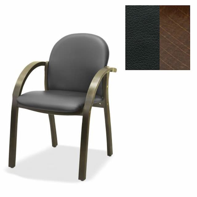 Офисный стул Юнитекс Джуно люкс экокожа премиум черная CN1114/дерево-орех