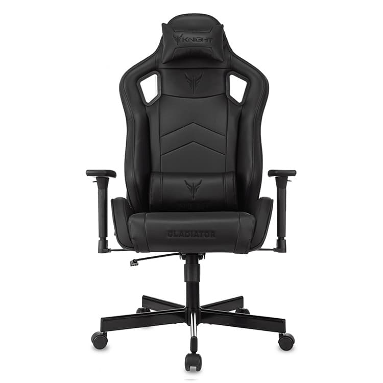Кресло игровое Knight Gladiator черный эко.кожа крестов. металл