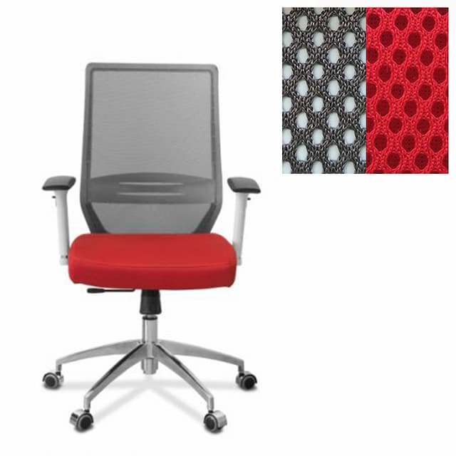Офисное кресло руководителя Юнитекс Aero lux сетка/ткань TW серая/красная