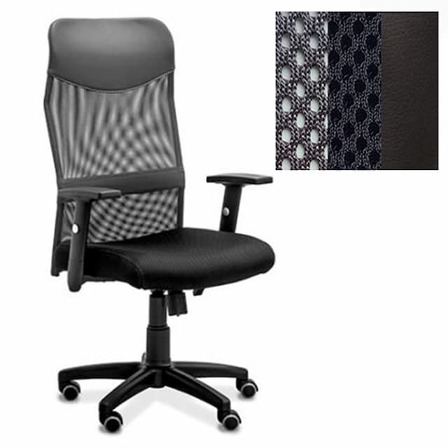 Офисное кресло руководителя Юнитекс Сити сетка/ткань TW,вставка экокожа серая/черная,темно-серая