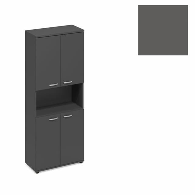 Шкаф для документов 4-дверный с открытой нишей Юнитекс А4 (78x36.4x193) А4 9374 АР антрацит премиум