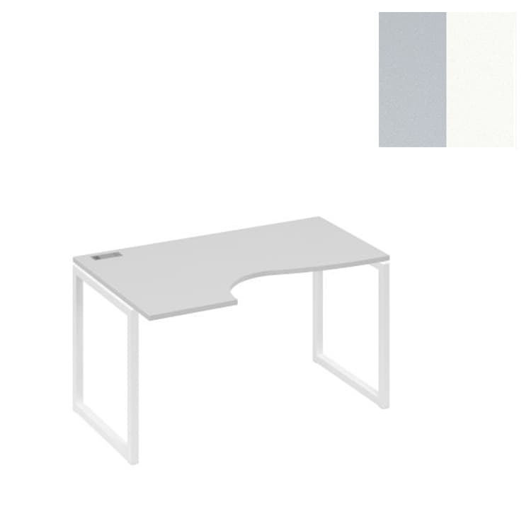 Стол эргономичный левый Юнитекс А4 "Классика" на металлокаркасе QUATTRO А4 Б4 043 СЕ (140x90x75) серый/металлокаркас белый
