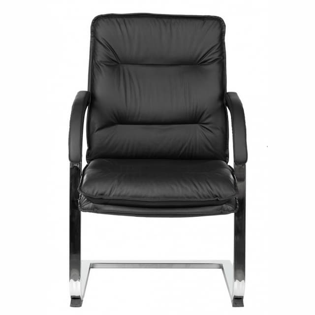 Кресло Бюрократ T-9927SL-LOW-V черный кожа низк.спин. полозья металл хром