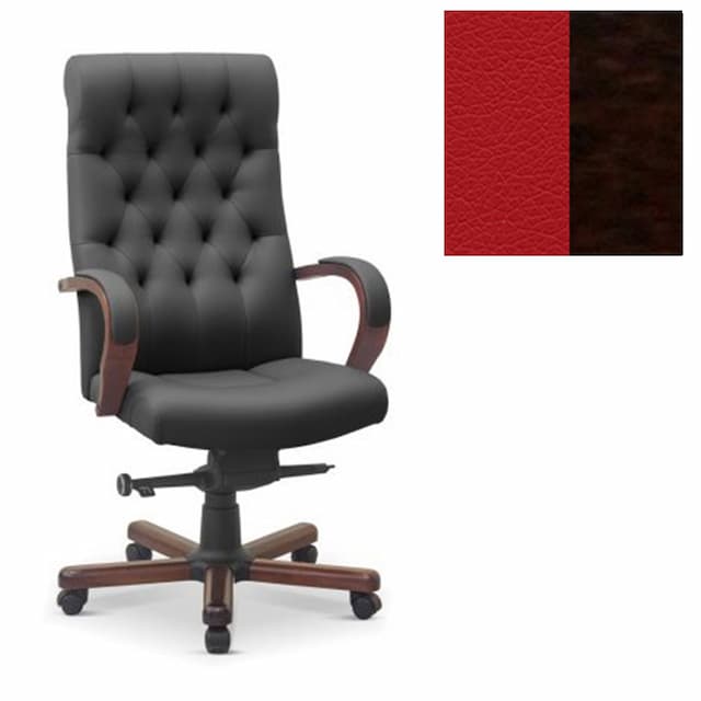 Кресло руководителя Юнитекс Status eco экокожа премиум красная CN1117/дерево-венге