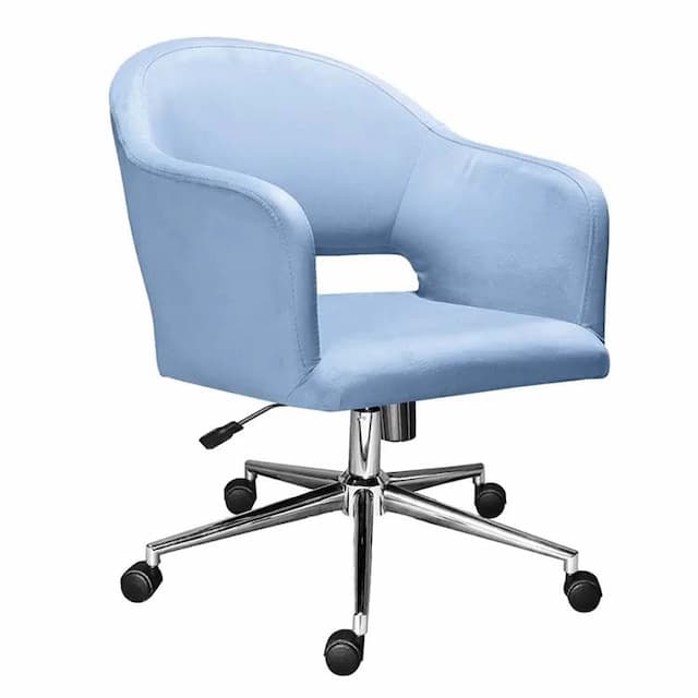 Кресло для персонала Мирэй Комфорт хром паук (голубой) пиастра, топ-ган, Velutto экокожа Oregon