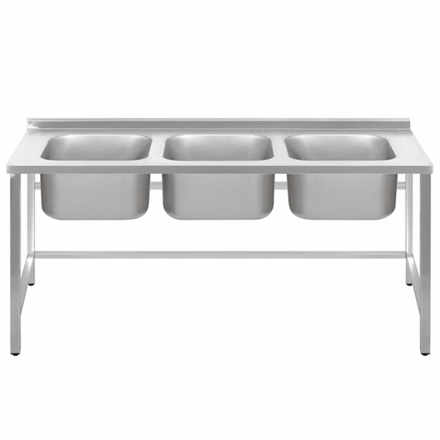 Ванна моечная трехсекционная Luxstahl ВМ3 18/7/8.5 (0.8) без фартука